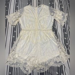 White/cream lace romper